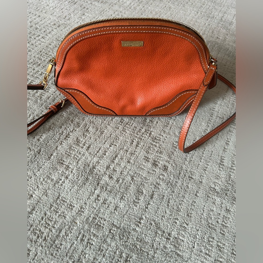 Burberry Orange Crossbody Bag with Gold Accents